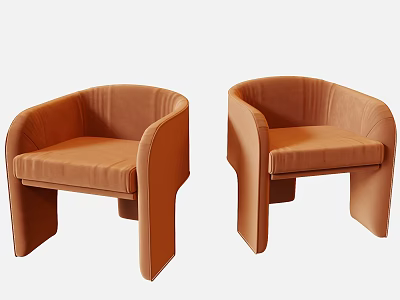 Modern Orange Velvet Armchairs With Curved Armrests And Elegant Design 3d model