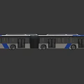 Three Modern Blue and White Public Buses With Front Display and Body Details