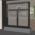 Modern Window Interior With Black Frame Beige Blinds And Decorative Artwork 3d model