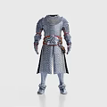 Medieval Knight Metal Armor With Diamond Pattern And Red Belt Design 3d model
