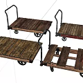 Industrial Wooden Carts With Metal Handles And Wheels For Material Handling