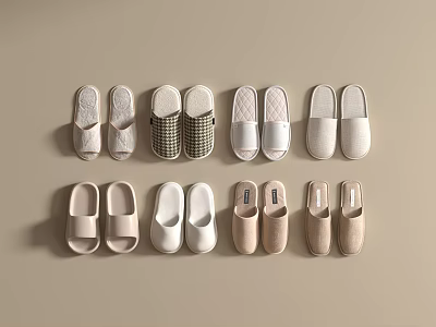 Various Colors Soft Home Slippers With Different Designs For Indoor Comfort 3d model