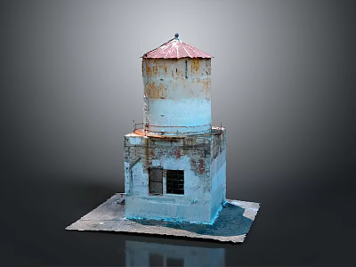 Vintage Lighthouse Model Display With Red Roof Light Blue Tower And Small Window 3d model