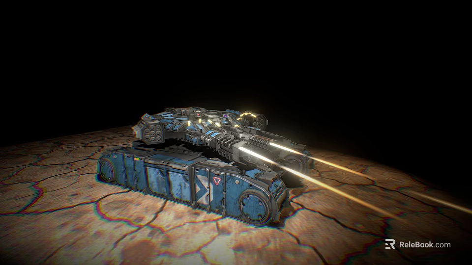 Futuristic Battle Tank With Glowing Barrel Intricate Armor On Cracked Desert Ground 3d model 