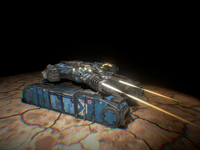 Futuristic Battle Tank With Glowing Barrel Intricate Armor On Cracked Desert Ground 3d model