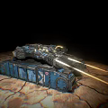 Futuristic Battle Tank With Glowing Barrel Intricate Armor On Cracked Desert Ground