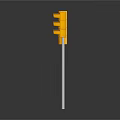 Yellow Traffic Light With Multiple Signal Lamps On Metal Pole Isolated Scene