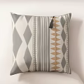 Modern Decorative Bed Pillow With Gray White Beige Geometric Pattern Diamonds Stripes And Triangles 3d model