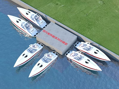 Luxury Yachts Docked Near Grass And Water 3d model
