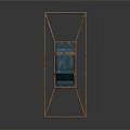 Blue Box Supported by Wooden Frame as Modern Display Stand Art Piece