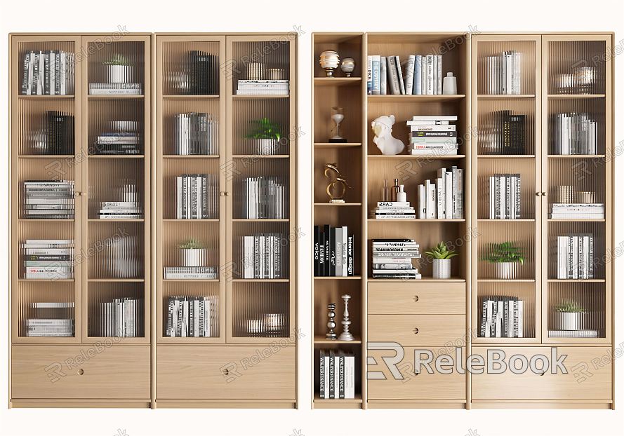 Nordic Bookcase Bookcase Combination Bookshelf Decorative Cabinet Solid Wood Bookcase Glass Bookcase Display Cabinet Entrance Cabinet High Cabinet model