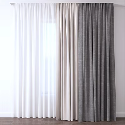 White Beige And Gray Curtains For Home Window With Light Filtering Design 3d model