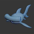 Blue Shark Game Movie Character With Friendly Smile And Cartoon Style Design
