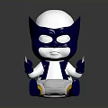 Cartoon Superhero Doll In Sitting Pose With White Head Blue Mask And Claw Like Fingers