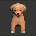 Cute Low Poly Orange Dog Doll With Friendly Expression On Smooth Standing Base 3d model