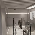 Modern Minimalist Clothing Store Interior With Clothing Racks Displayed Garments And Soft Lighting