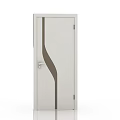 Modern White Door With Brown Curved Design And Silver Door Handle