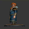 Game and Movie Character With Red Hair Beard Blue Robe Shoulder Armor On Wooden Base