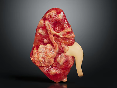 Realistic Human Kidney Organ With Hair Like Fibrous Tissue And Ureter Structure 3d model