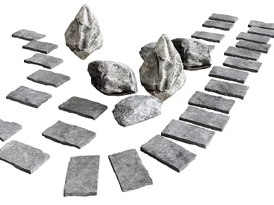 Decorative Natural Stone Rocks And Slabs For Outdoor Garden Pathway Decoration 3d model