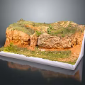 Natural Landscape Model With Red Rock Formation Green Vegetation And Caves