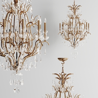 European Crystal Chandelier Golden Crystal Chandelier 3d model