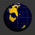 Blue And Yellow Globe With Highlighted Australia Continent On Dark Background