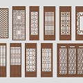 Wood carving antique doors and windows solid wood lattice hollow carved hollow window lattice screen partition 3d model