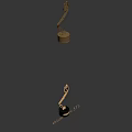 Golden Curved Decorative Household Trophy With Dark Base And Engraved Text