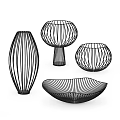 Black Striped Ceramic Vessels with Modern Decorative Design and Various Shapes