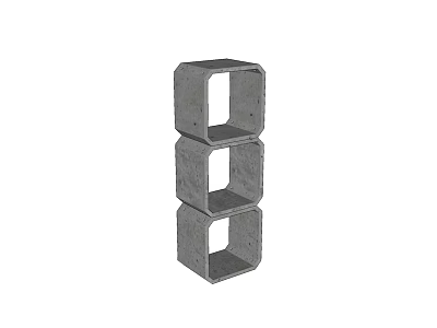 Gray Open Bookcase With Three Stacked Square Compartments And Minimalist Modern Home Design 3d model