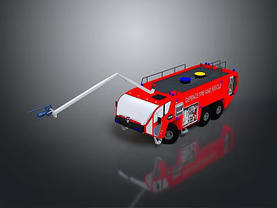Red Fire Truck With Extended Ladder And Emergency Rescue Equipment 3d model