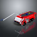 Red Fire Truck With Extended Ladder And Emergency Rescue Equipment