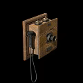 Vintage Wooden Telephone With Metal Components Wall Mounted Design And Handset Cable