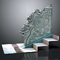 Intricately Carved Stone Railing with Dragon Patterns Ornate Designs and Adjacent Steps