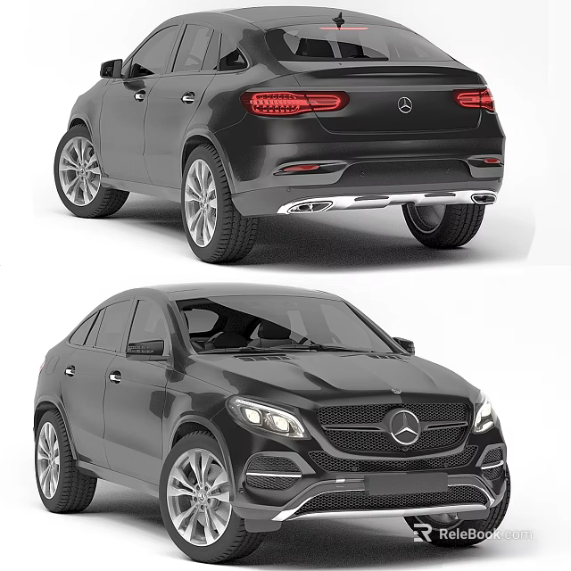 Black Mercedes SUV Front And Rear View With Modern Exterior Design 3d model 
