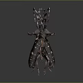 Flying Beetles With Long Antennae And Spotted Dark Bodies On Gray Background