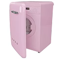 Pink SMEG Retro Style Washing Machine With Sleek Surface And Metal Handle