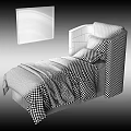 Children's Bed with Wooden and Metal Headboard Navy Blue Bedding and Soft Blanket