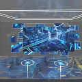 Futuristic Interactive Digital Exhibition Space With 3D City Models And LED Screens