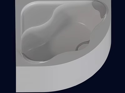 Modern Bathtub with Curved Shape Sleek Design in Bathroom Interior 3d model
