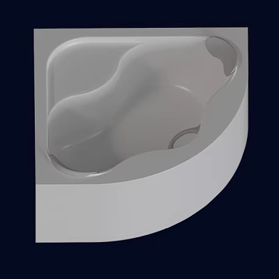 Modern Bathtub with Curved Shape Sleek Design in Bathroom Interior 3d model