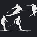 Skateboard Extreme Sports Fitness Winter Sports Ski Athlete Icon Silhouette Wall Decoration 3d model