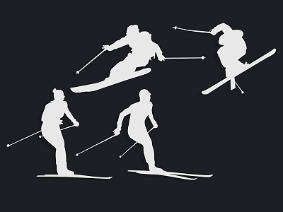 Skateboard Extreme Sports Fitness Winter Sports Ski Athlete Icon Silhouette Wall Decoration 3d model