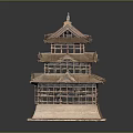Japanese-style cartoon architecture 3d model