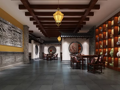 New Chinese Teahouse Tea Room 3d model