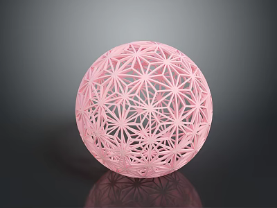 Decorative Pink Hollow Sphere Featuring Intricate Geometric Patterns And Reflective Surface 3d model
