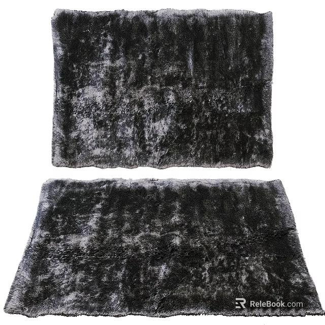 Soft Plush Square Rugs In Dark Gray For Modern Living Room Decor 3d model 