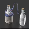 Two White Glass Bottles One In Plaid Fabric Carrier With Strap