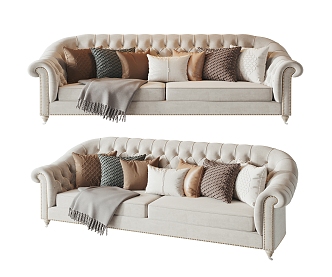 American double sofa 3d model